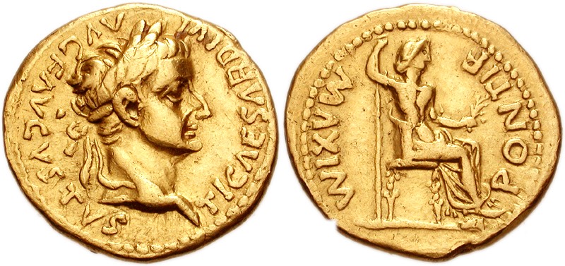 Tiberius and Livia as Pax, ca. 35, aureus